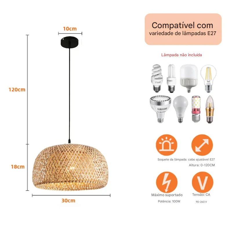 Luminaria redonda bambu