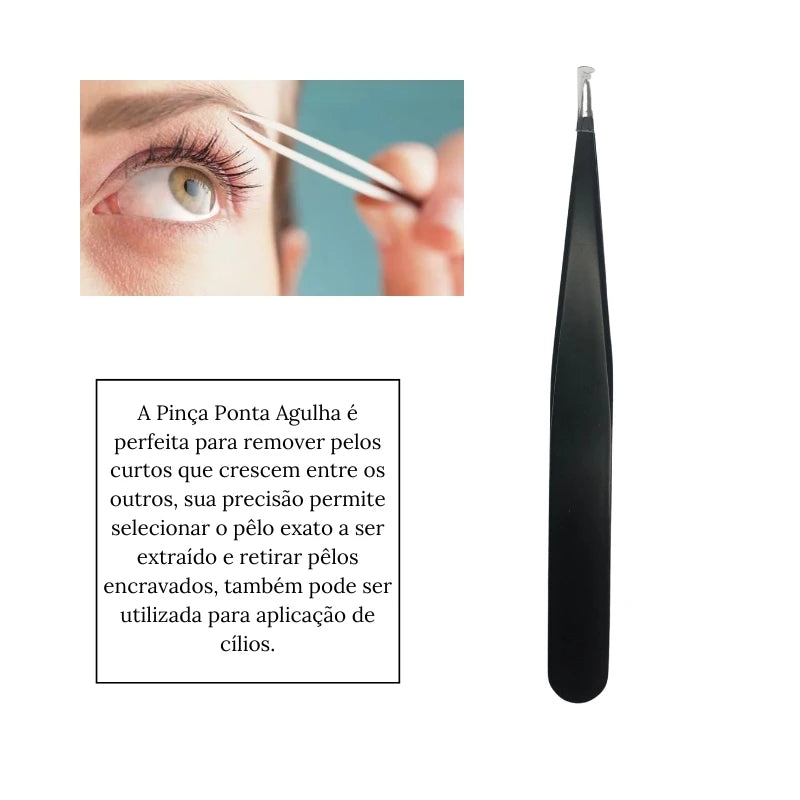 kit tesoura e pinças para sobrancelha