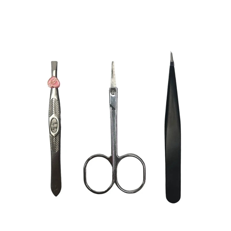 kit tesoura e pinças para sobrancelha