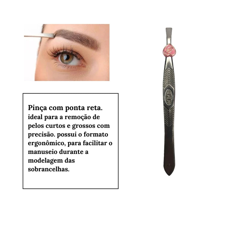 kit tesoura e pinças para sobrancelha