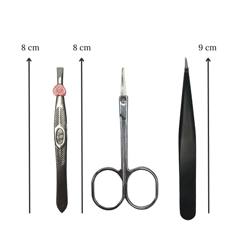 kit tesoura e pinças para sobrancelha