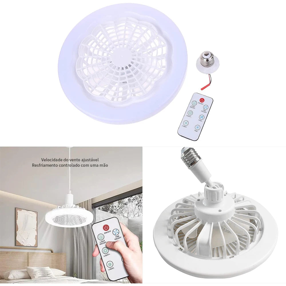 Lampada c/ mini ventilador e controle remoto