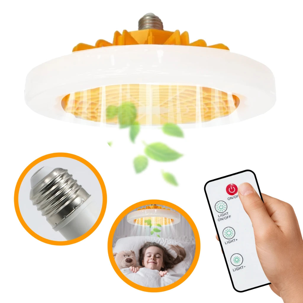 Lampada c/ mini ventilador e controle remoto
