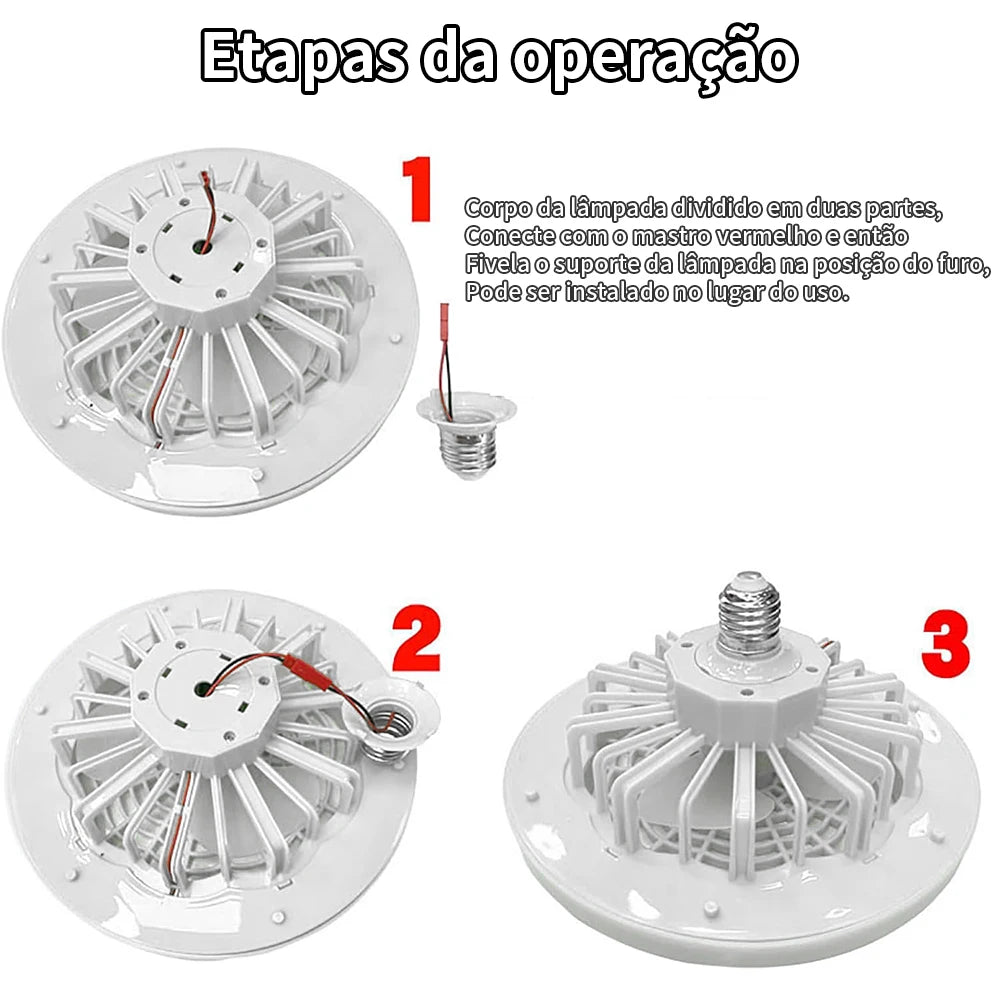Lampada c/ mini ventilador e controle remoto