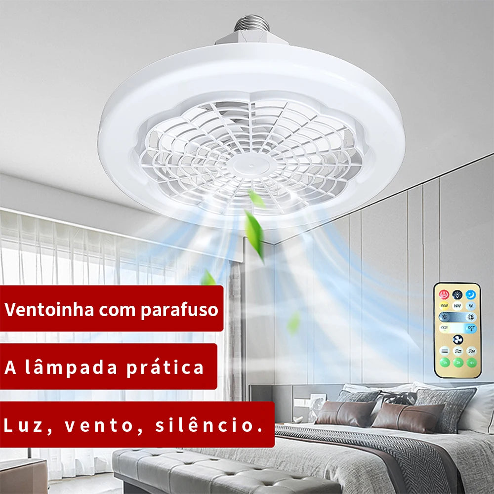 Lampada c/ mini ventilador e controle remoto