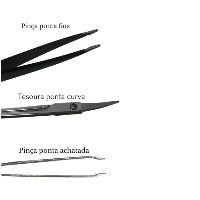 kit tesoura e pinças para sobrancelha
