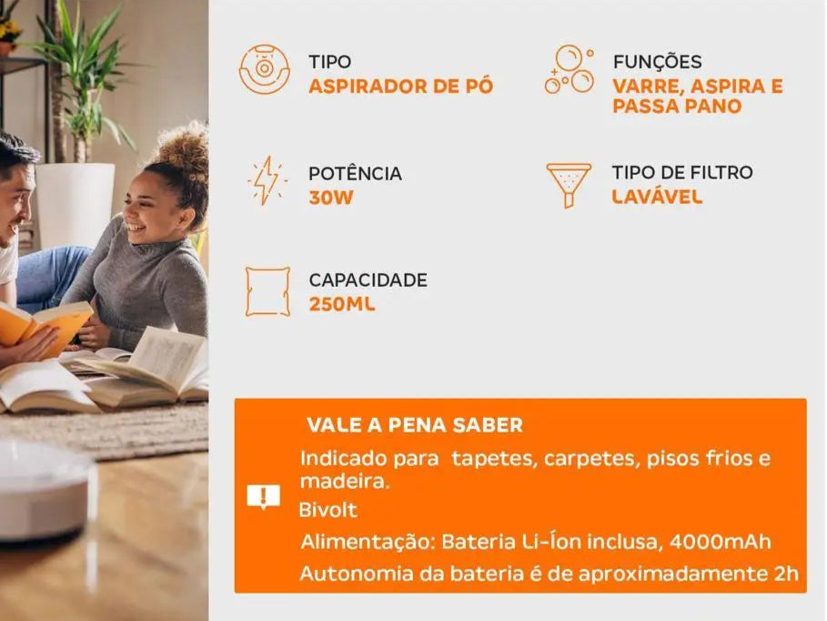 Robô Aspirador WAP W96 30W