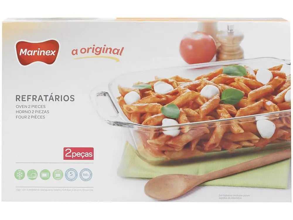 Conjunto de Assadeiras Marinex Retangular de Vidro