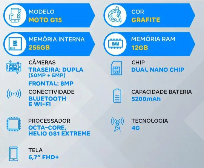 Motorola Moto G15 256GB Grafite