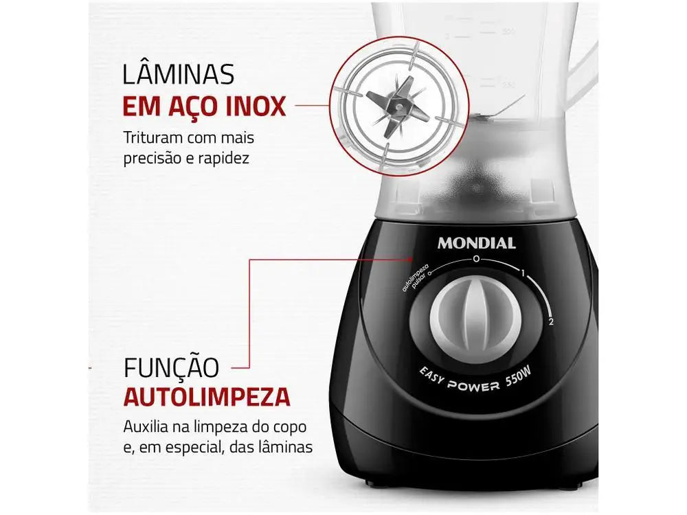 Liquidificador Mondial L-550-W Preto - 220V
