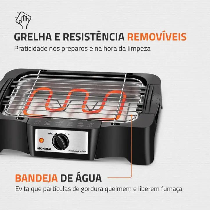 Churrasqueira Elétrica Mondial Pratic Steak & Gril