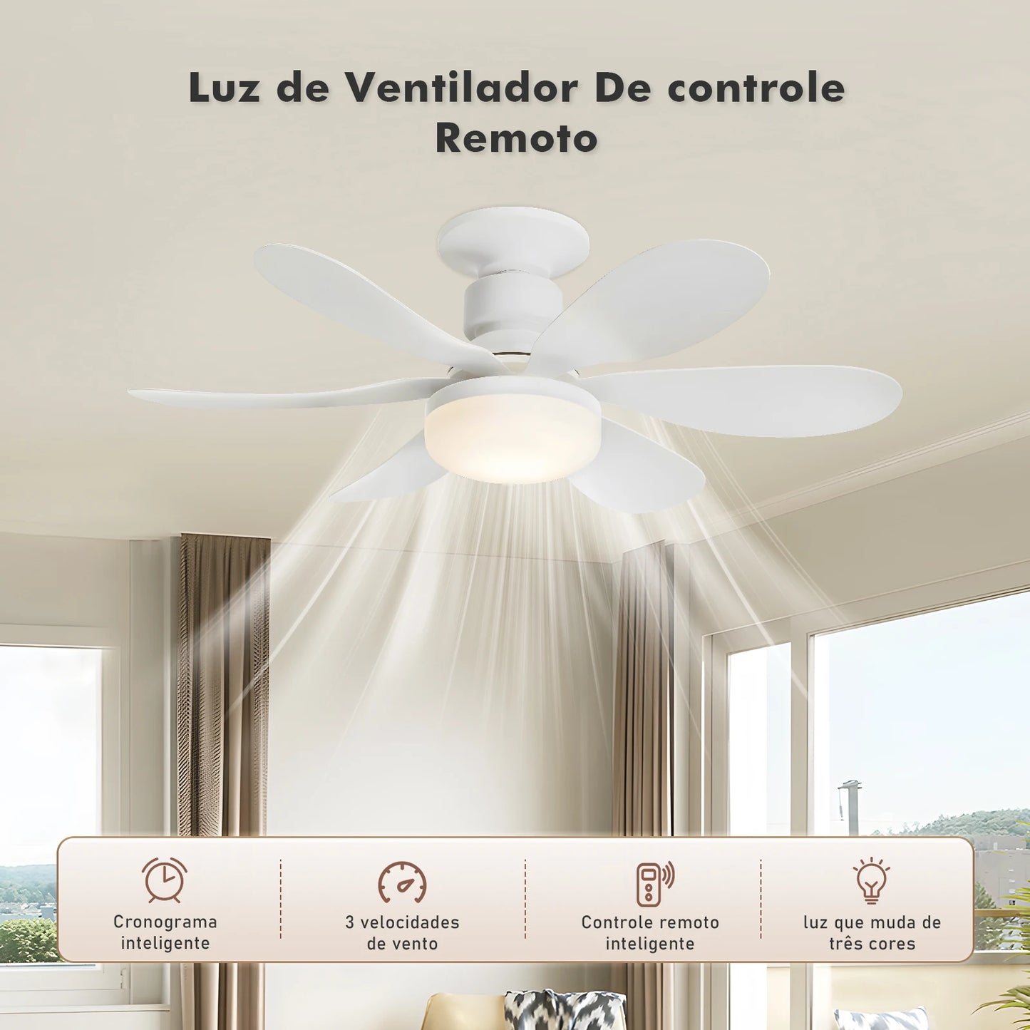 Ventilador de teto c/ entrada de lâmpada