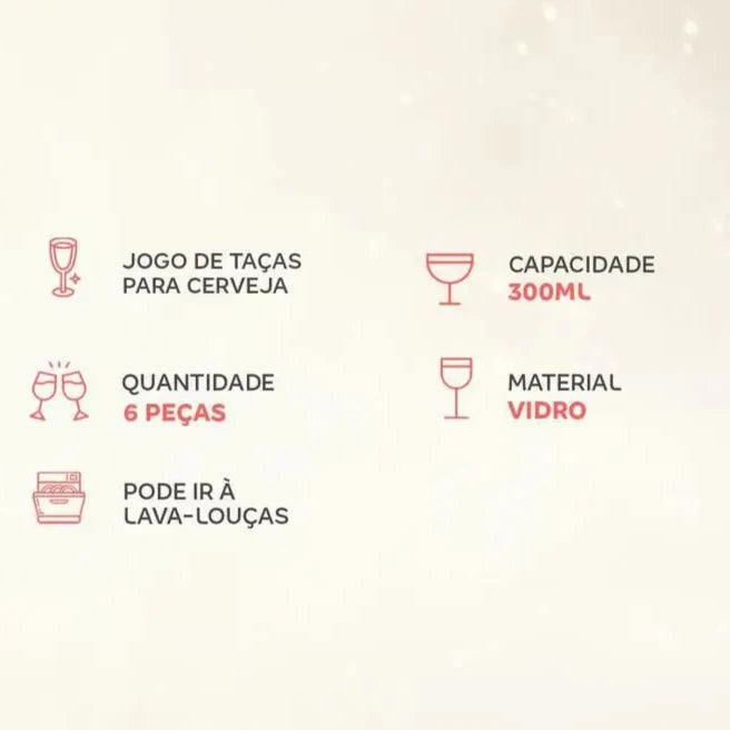Jogo de 6 taças de cerveja Nadir Floripa