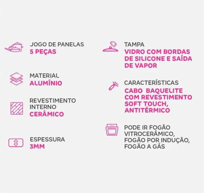 Jogo de Panelas Brinox Revestimento Cerâmico
