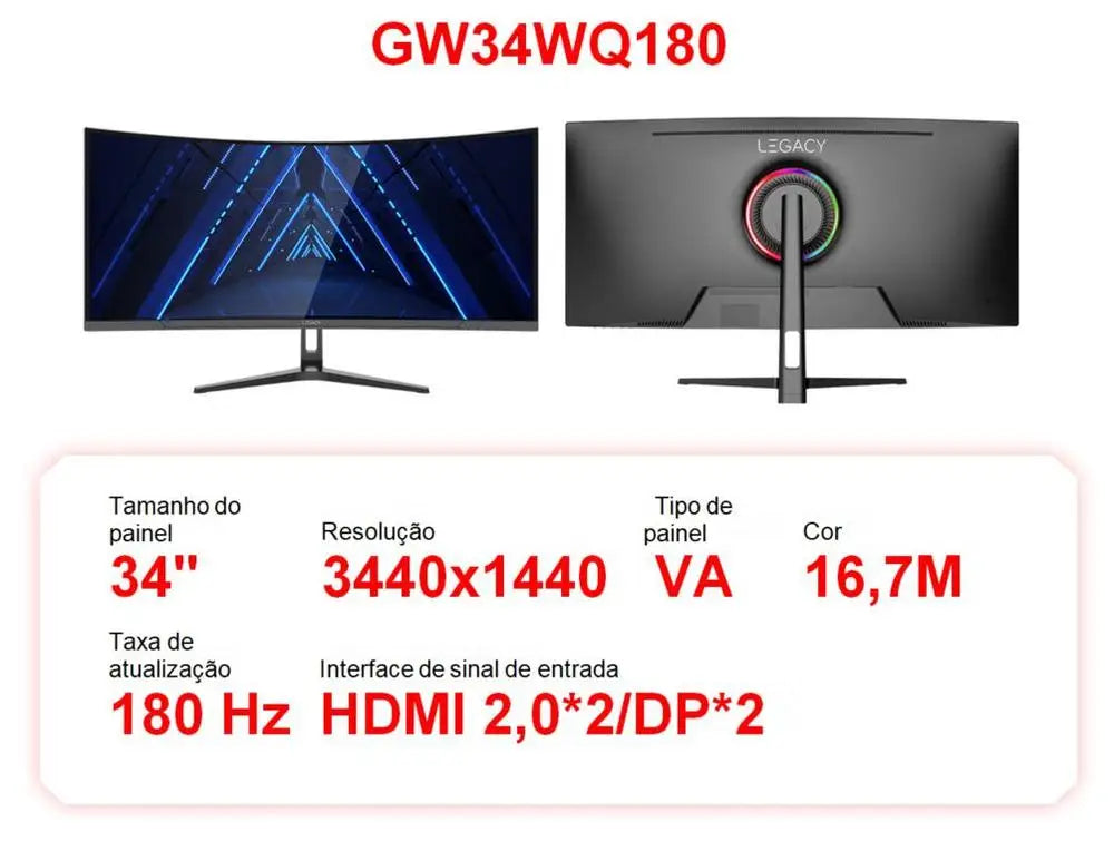 Monitor Gamer Curvo 34" Legacy GW34WQ180