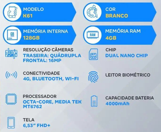 LG K61 128GB Branco