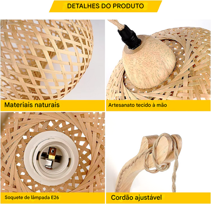 Luminária pendente bambu