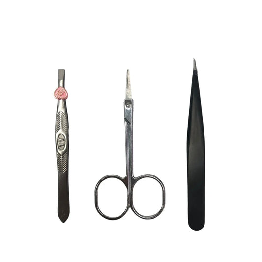 kit tesoura e pinças para sobrancelha
