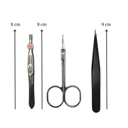 kit tesoura e pinças para sobrancelha