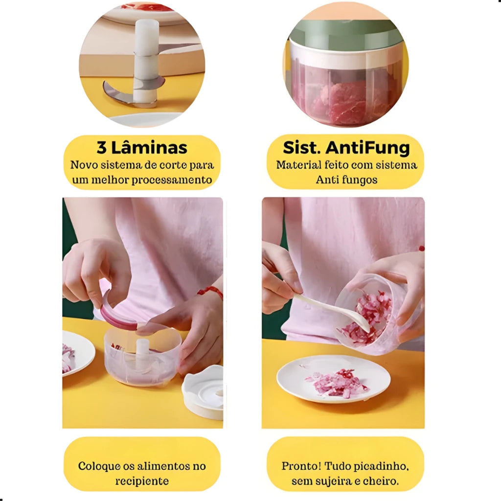 Mini Processador com 3 lâminas