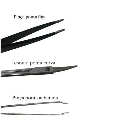 kit tesoura e pinças para sobrancelha