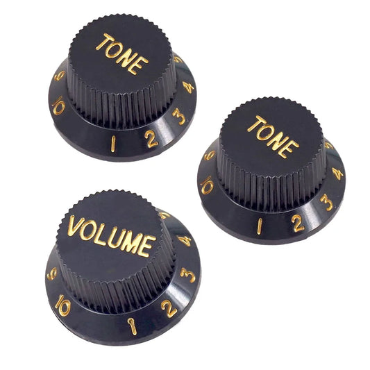 Knobs Stratocaster Preto e Dourado