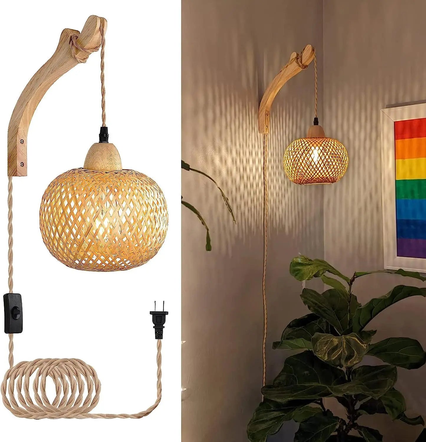 Luminária pendente bambu