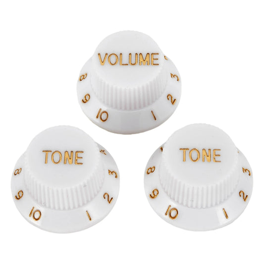 Knobs Stratocaster Branco e Dourado