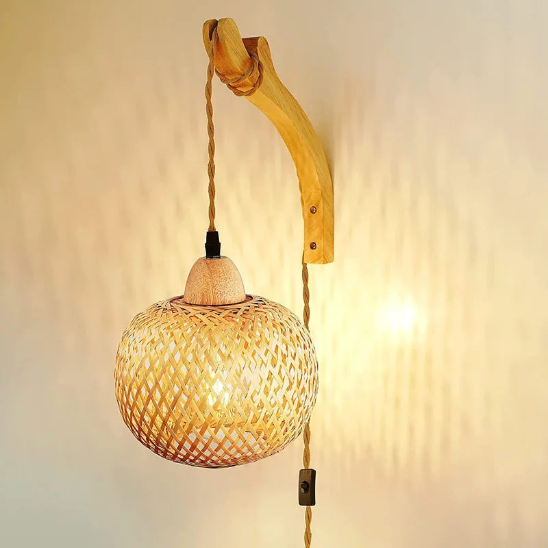 Luminária pendente bambu