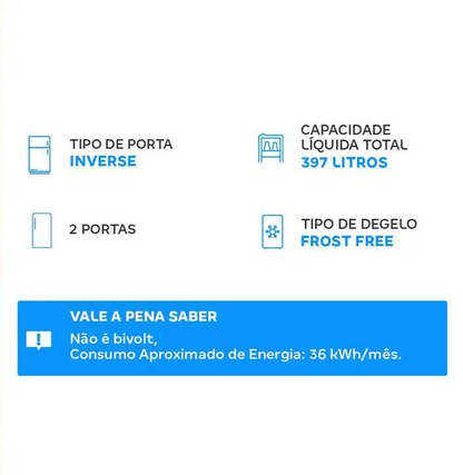 Geladeira/Refrigerador Panasonic 397L