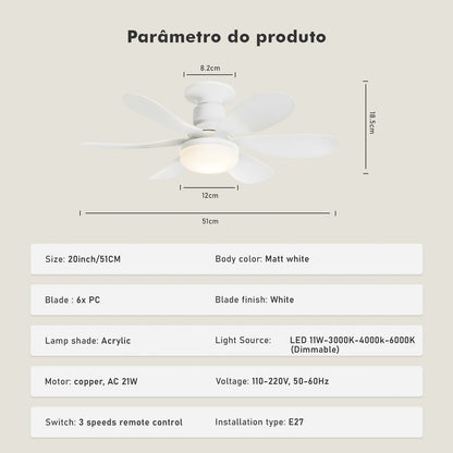 Ventilador de teto c/ entrada de lâmpada