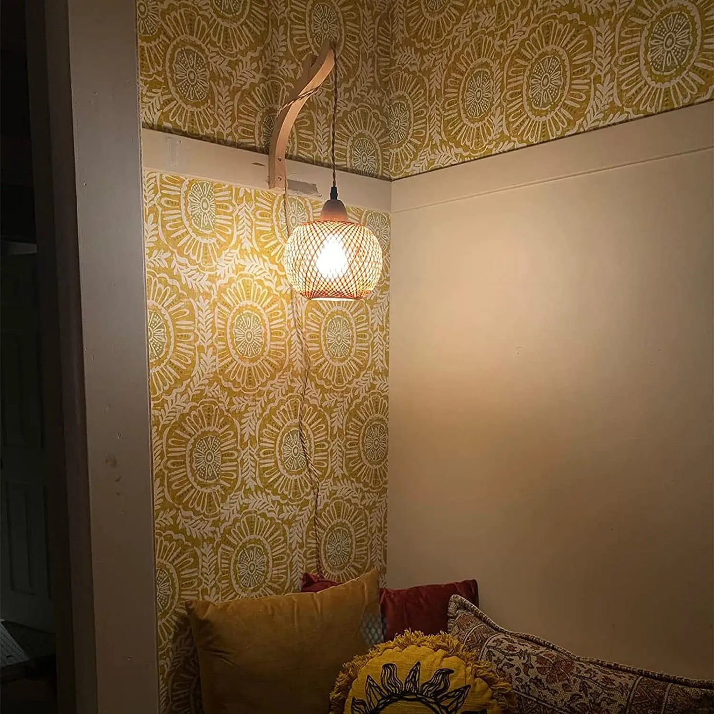 Luminária pendente bambu